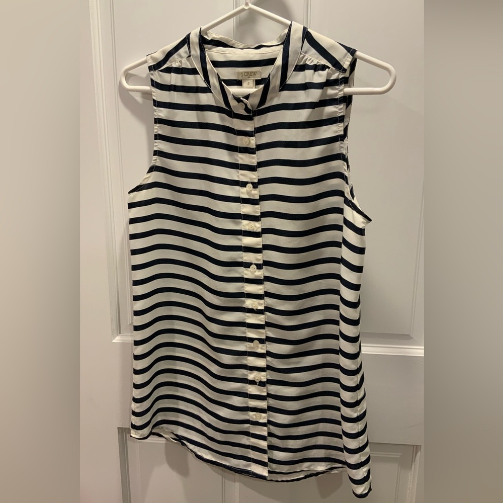 J Crew Sleeveless Striped Blouse